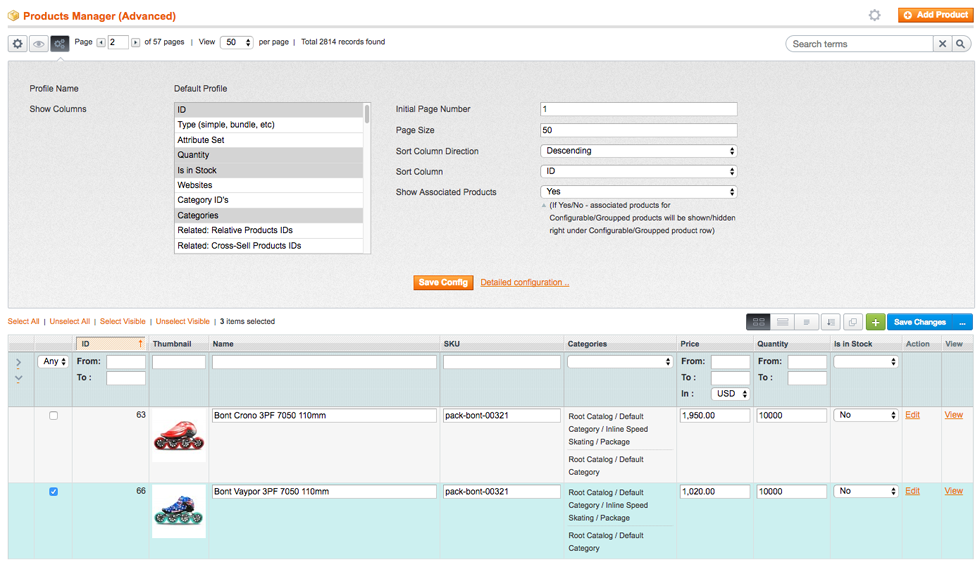 Adjustable Product Grid for Magento